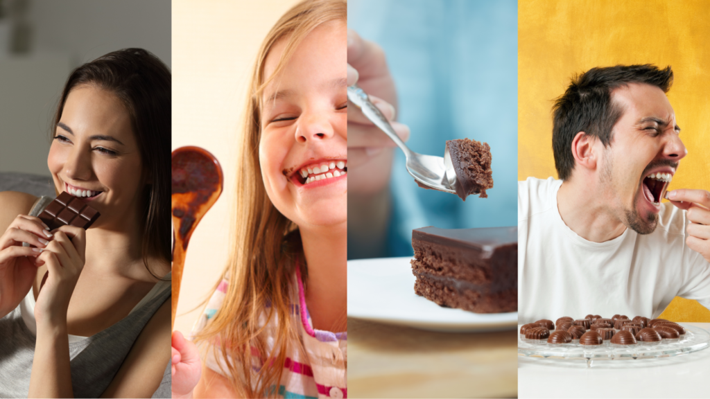 Consumidores disfrutando del chocolate