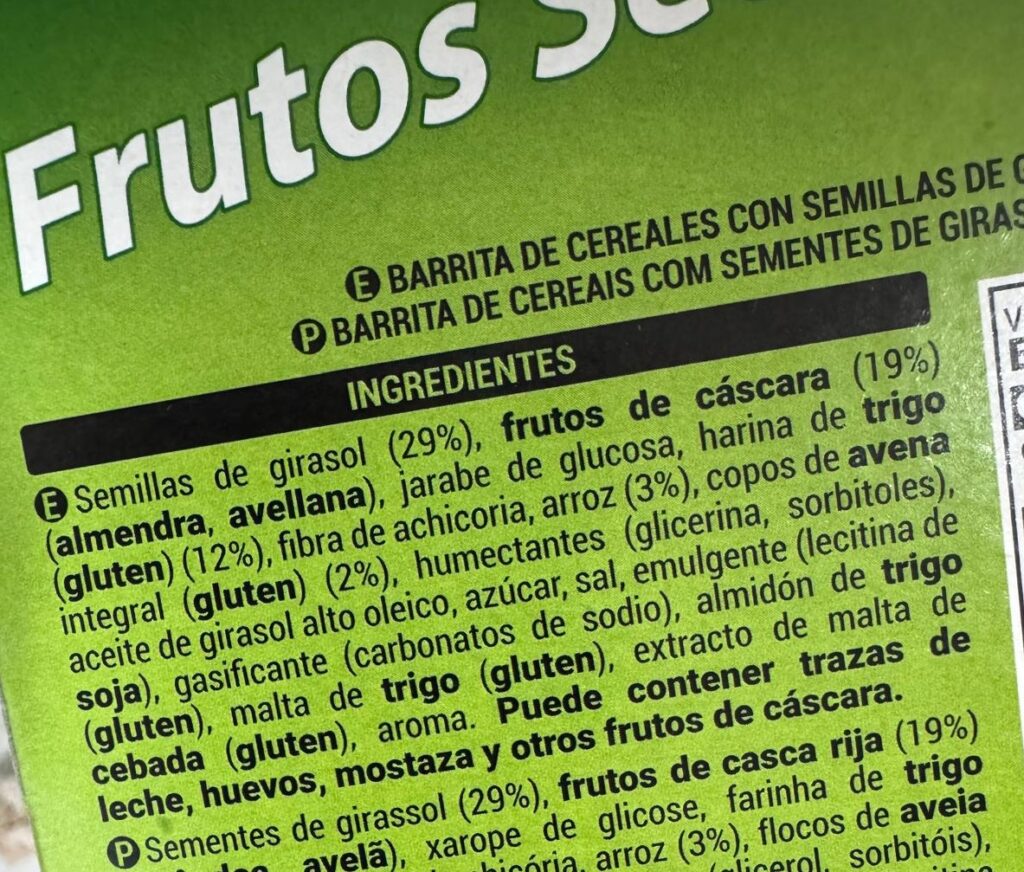 Etiqueta barrita frutos secos